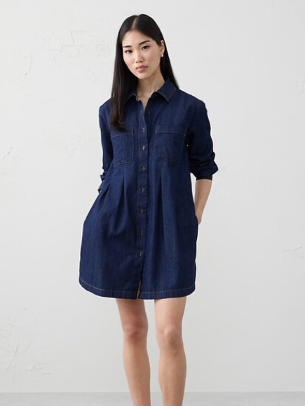 New Banana Republic Denim Pocketed Mini Shirt Dress Sz XXL
